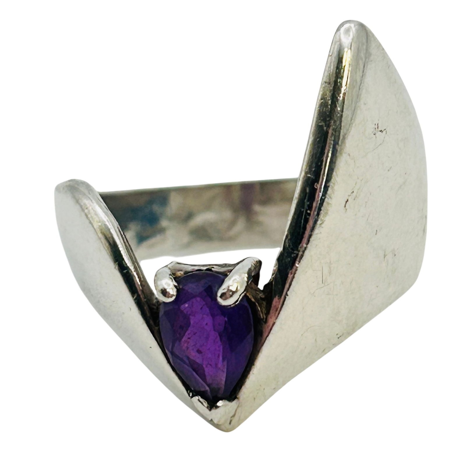 Amethyst Sterling Modern Ring Size 7.5, 4.58 G (1 of 7)