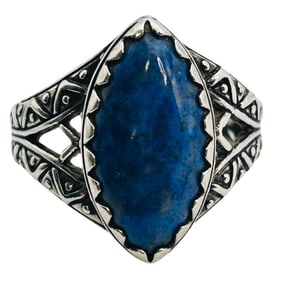 Carolyn Pollack Denim Lapis Lazuli Sterling Statement Ring Size 10, 9.72 G
