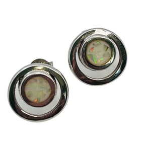 Opal Sterling Round Earrings 3.1 G