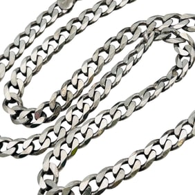 Italy, Sterling Solid Cuban Chain 24in Necklace 63.9 G