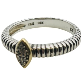 14 K Gold And Sterling T&C Diamond Ring Size 7, 2.61g