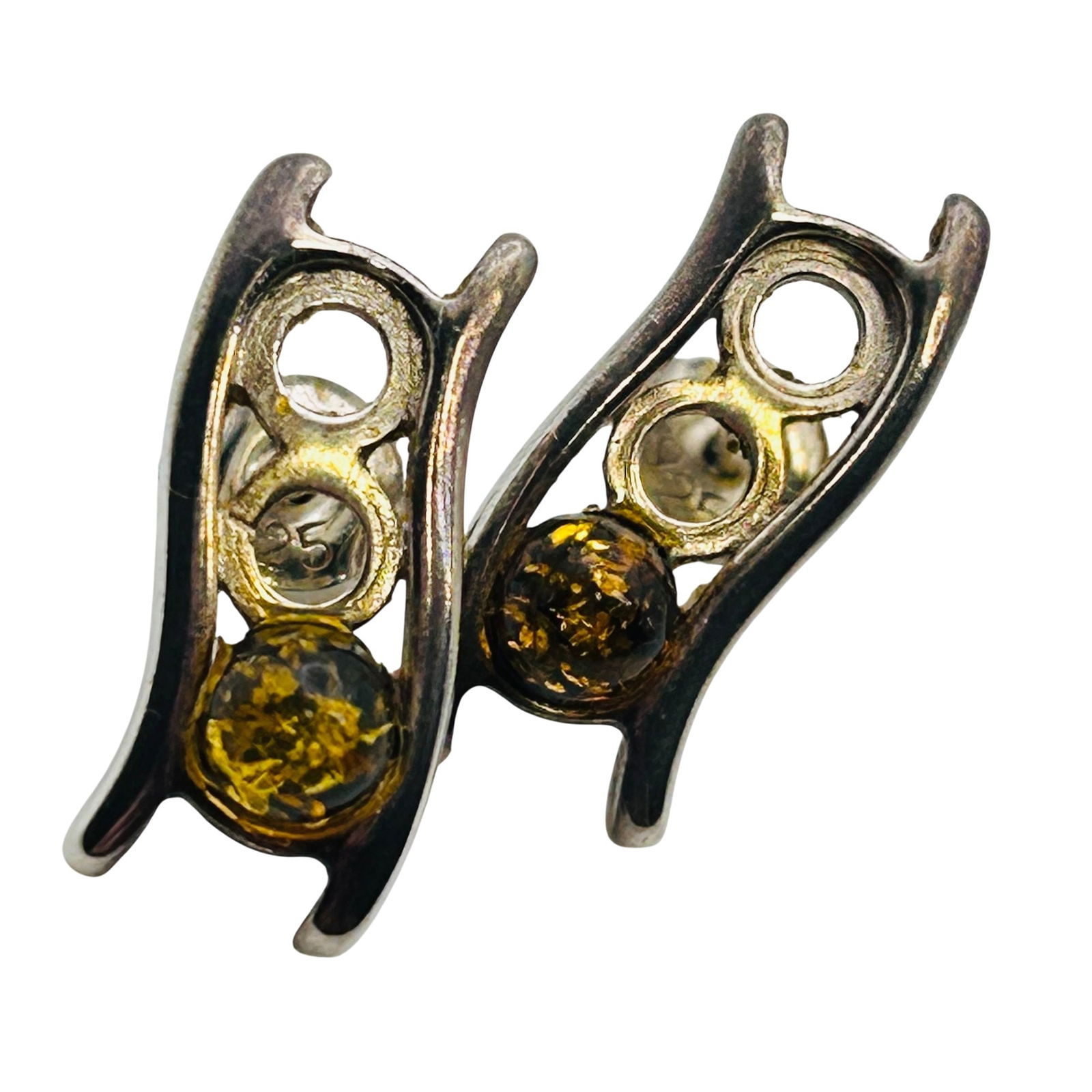 Amber Sterling Pushback Earrings 2.4 G (1 of 6)