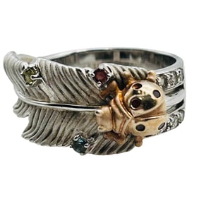 Sterling Ross Simons Topaz Peridot Citrine Unique Ladybug Feather Ring Size 9, 9.73 G