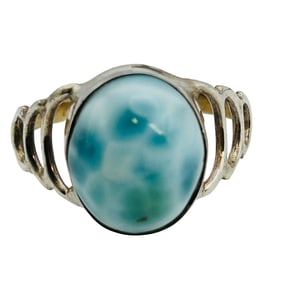 LARIMAR Sterling Oval Ring Size 6.5, 2.4 G