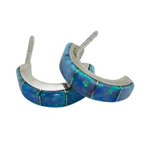 Opal Sterling Half Hoop Earrings 1.4 G