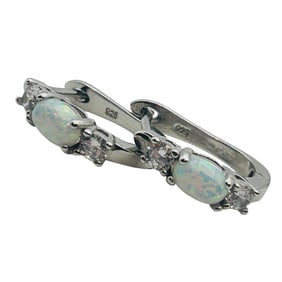 Opal Sterling Hinge Hoop Earrings 3.21 G