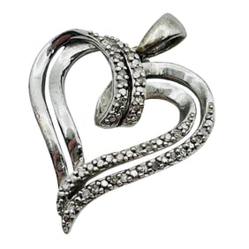 SUN Diamond Sterling Heart Pendant 2.56g