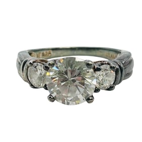 NF Rhinestone Sterling Engagement Ring Size 7, 3.96 G