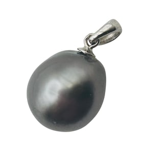 Sterling Signed G Tahitian Pearl Pendant 2.39 G
