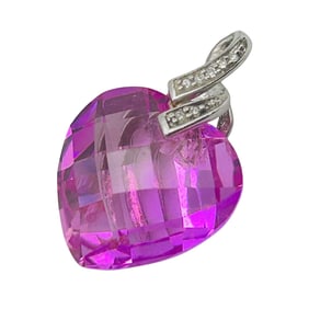 Pink Sapphire And Diamond Accent Sterling Pendant 3.97 G