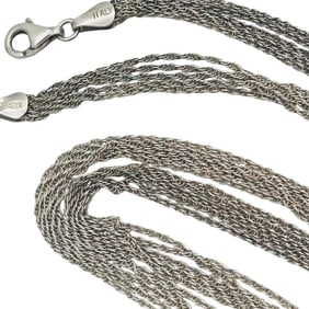 Italy, Sterling Five Strand Rope Chain Necklace 9.13 G