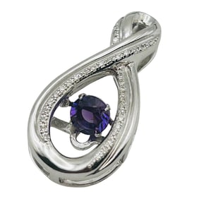 PCT002357 Amethyst Diamond Sterling Infiniti Pendant 3.77 G
