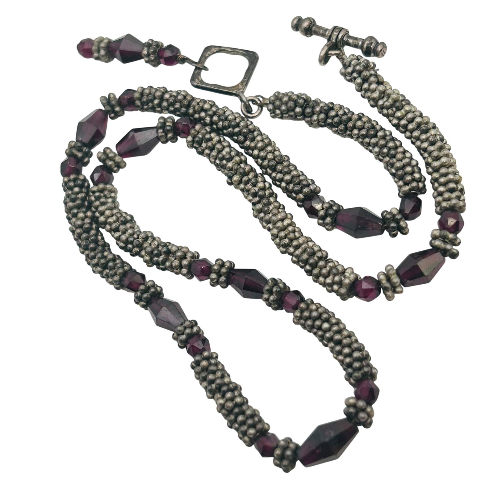 Garnet Sterling Caviar Chain Necklace 41.9 G: Garnet Sterling caviar chain necklace 41.9 g
