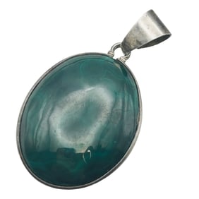 Malachite Sterling Statement Gem Pendant, 20.4g