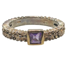 14 K Gold And Sterling Amethyst Ring 3.6 G