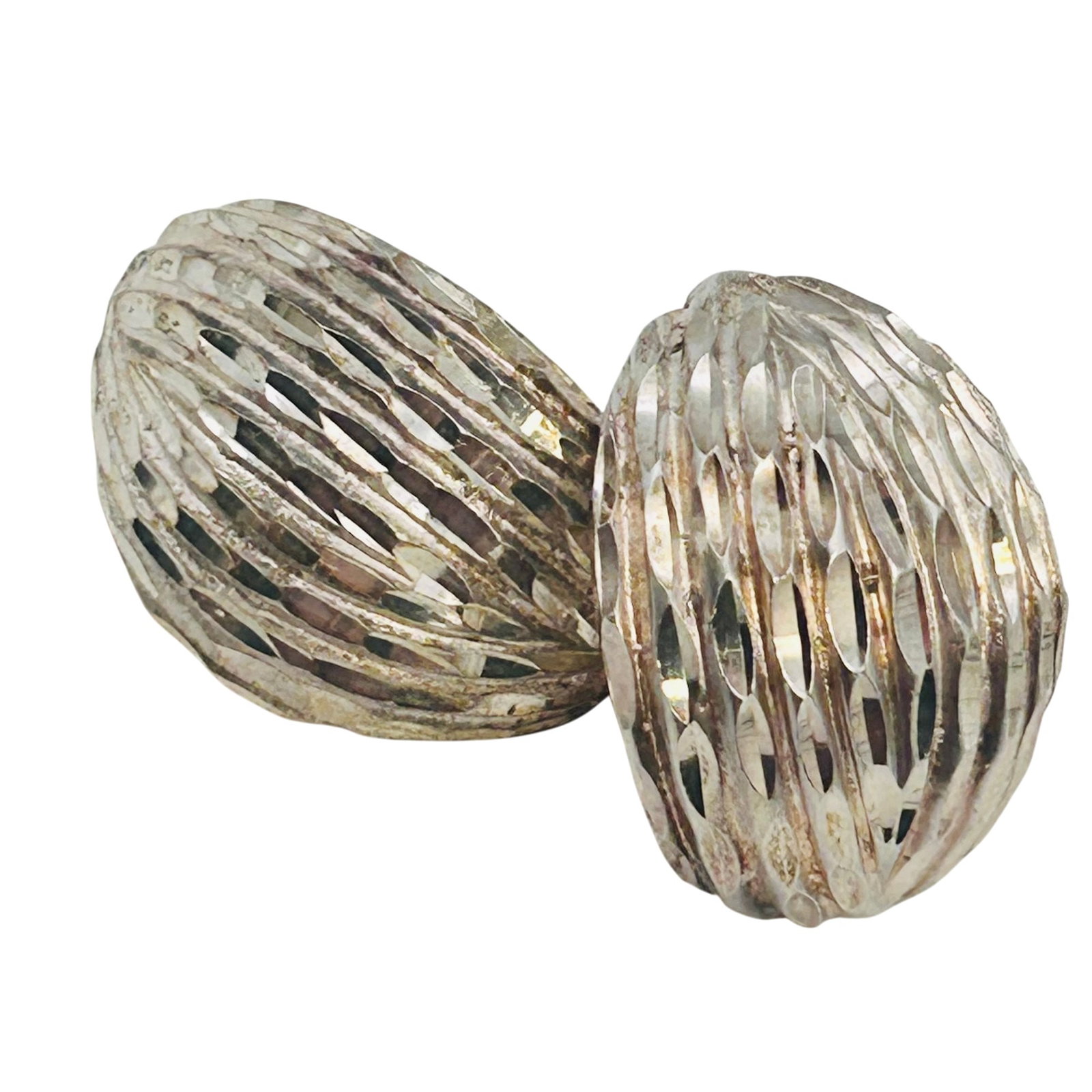 Vintage Sterling Curved Carved Earrings 6.78 G: Vintage sterling curved carved earrings 6.78 g