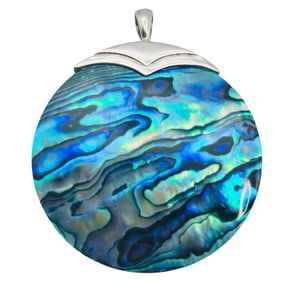 Abalone Sterling Round Statement Pendant 8.84 G