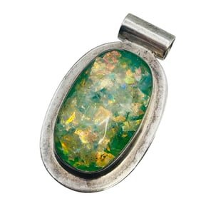Mexico, Opal Sterling Oval Pendant 17.4 G