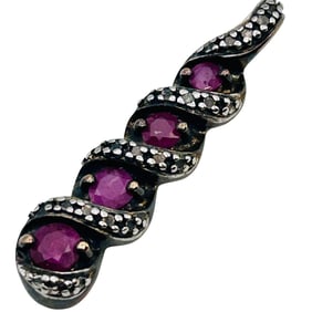 Ruby Tiny Diamond Accent Sterling Pendant 2.59 G