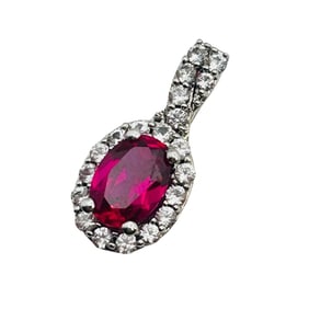 JWBR Ruby In Topaz Halo Pendant 1.19g