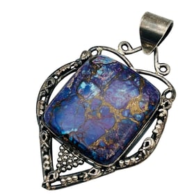 Purple Copper Turquoise Sterling Pendant 22.3 G