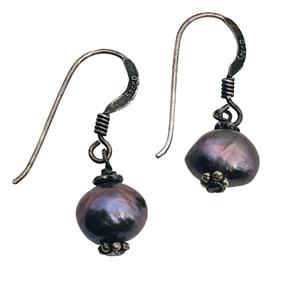 Pearl Sterling Dangle Earrings 2.26 G