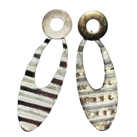 Sterling Oval Wavy Pushback Earrings 8.57 G