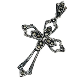Marcasite Sterling Cross Pendant 2.83 G