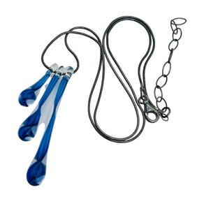 Blown Glass Pendant, Sterling Round Snake Chain Necklace 5.23 G