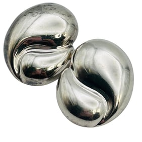 Modernist Sterling Pushback Earrings 12.3 G