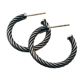 David Yurman 585 Gold Post Sterling Hoop Earrings 6.13 G