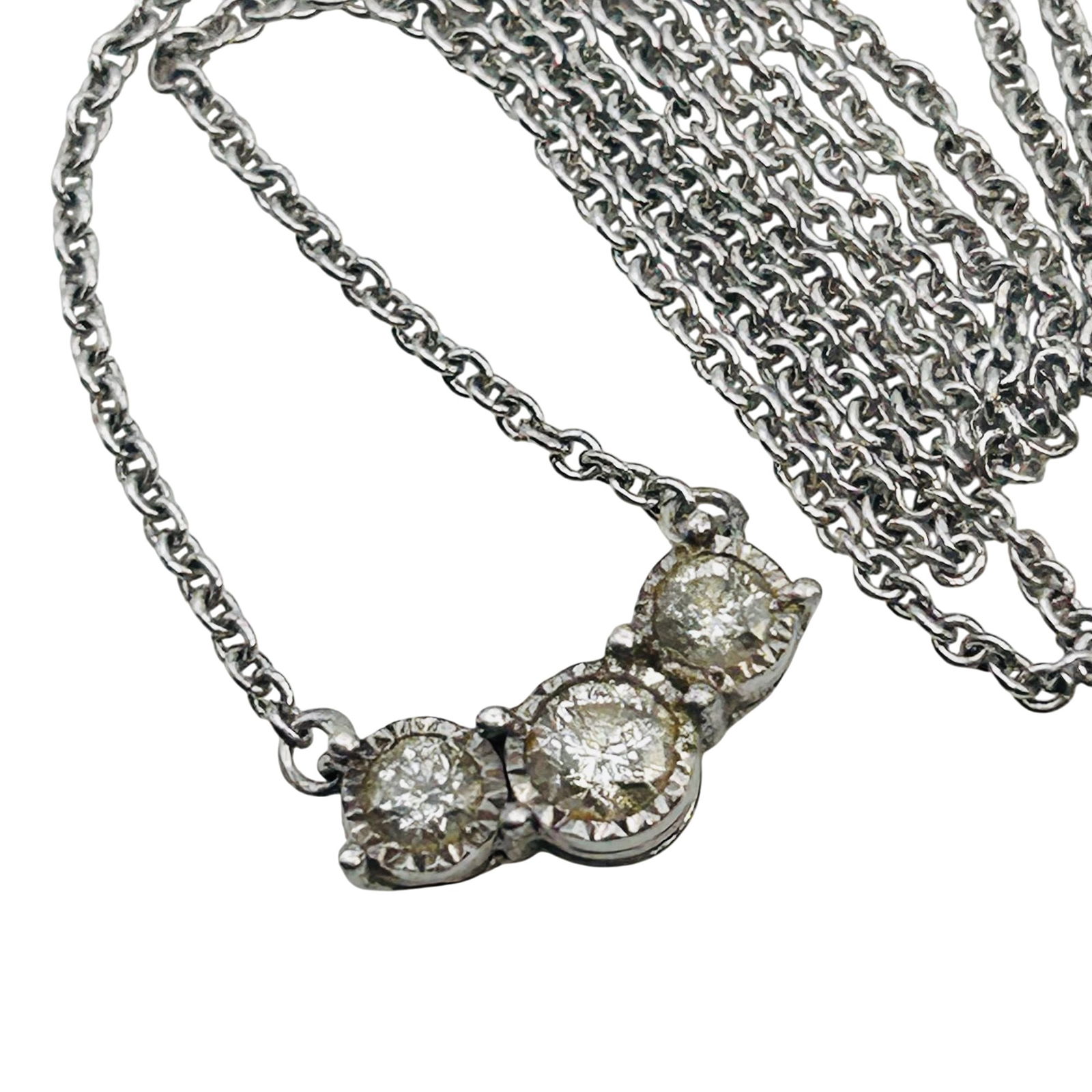 ZEI Diamond Sterling 18 Inch Chain Necklace 2.12 G (1 of 5)