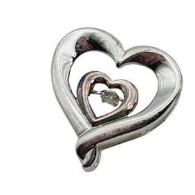 Diamond Sterling Heart Pendant 1.7 G