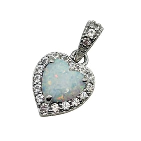 PAJ Lab Created Opal And Clear Sapphire Sterling Pendant 1.2 G