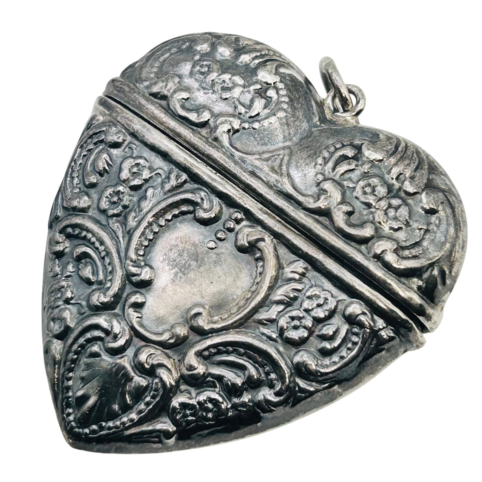 Vintage Sterling Opening Heart Box Pendant Intricate Scroll Work 15 G: Vintage Sterling opening heart box pendant intricate scroll work 15 g