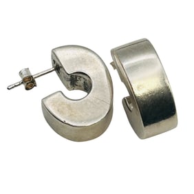 Sterling Chunky Half Hoop Earrings 6.34g