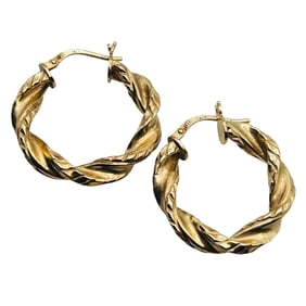 Italy, Sterling Twisted Hoop Earrings 2.58 G