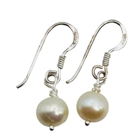 Sterling Pearl Dangle Earrings 1.48 G
