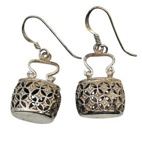 Sterling Bucket Dangle Earrings 6.27 G