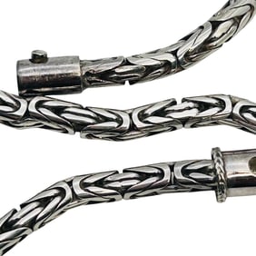 Sterling 14 Inch Byzantine Chain Choker Style Necklace 36.6 G