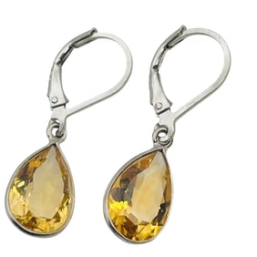 Citrine Sterling Dangle Earrings 2.02 G
