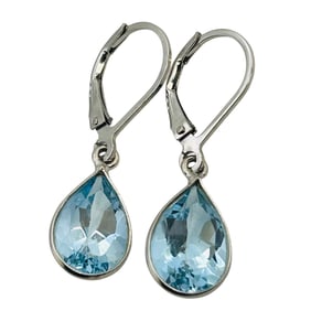 Topaz Sterling Hinge Dangle Earrings 2.3 G