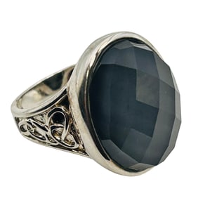WK Gray Quartz Sterling Statement Ring Size 9, 13.79 G