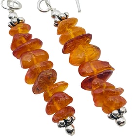 Amber Sterling Dangle Earrings 1.28 G