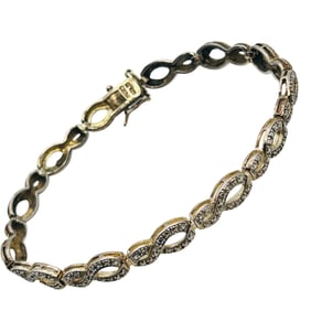 Tiny Diamond Sterling Tennis Bracelet 10.16 G