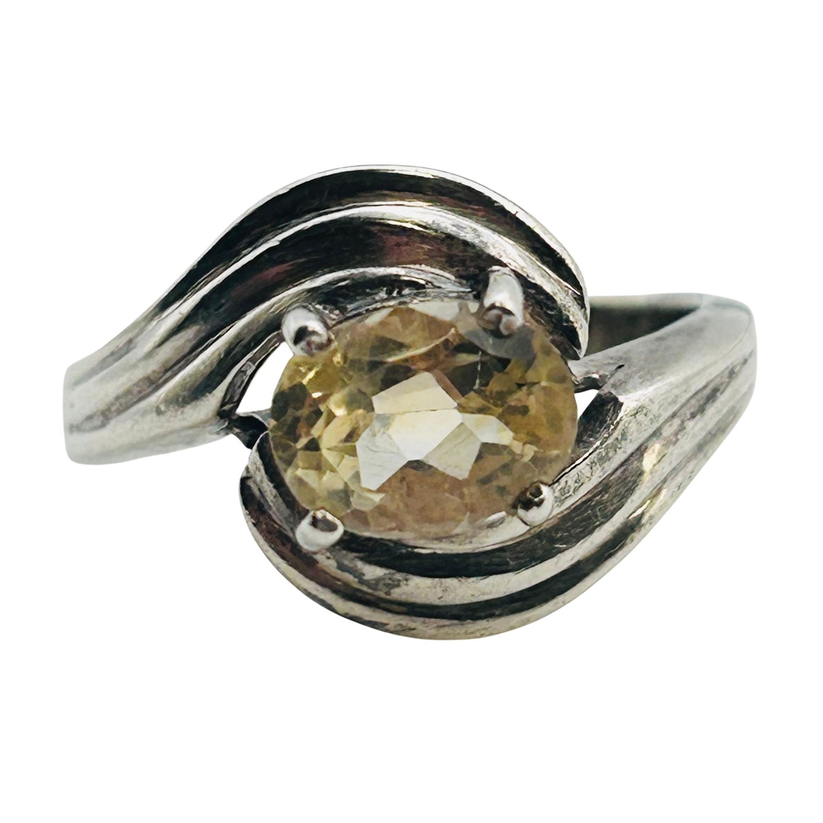 Citrine Sterling Solitaire Ring Size 7.5, 4.51 G (1 of 7)