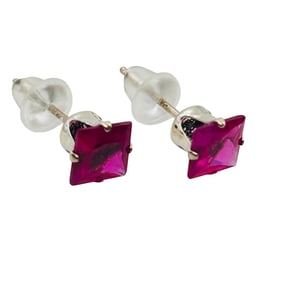 Ruby Sterling Stud Earrings .53 G