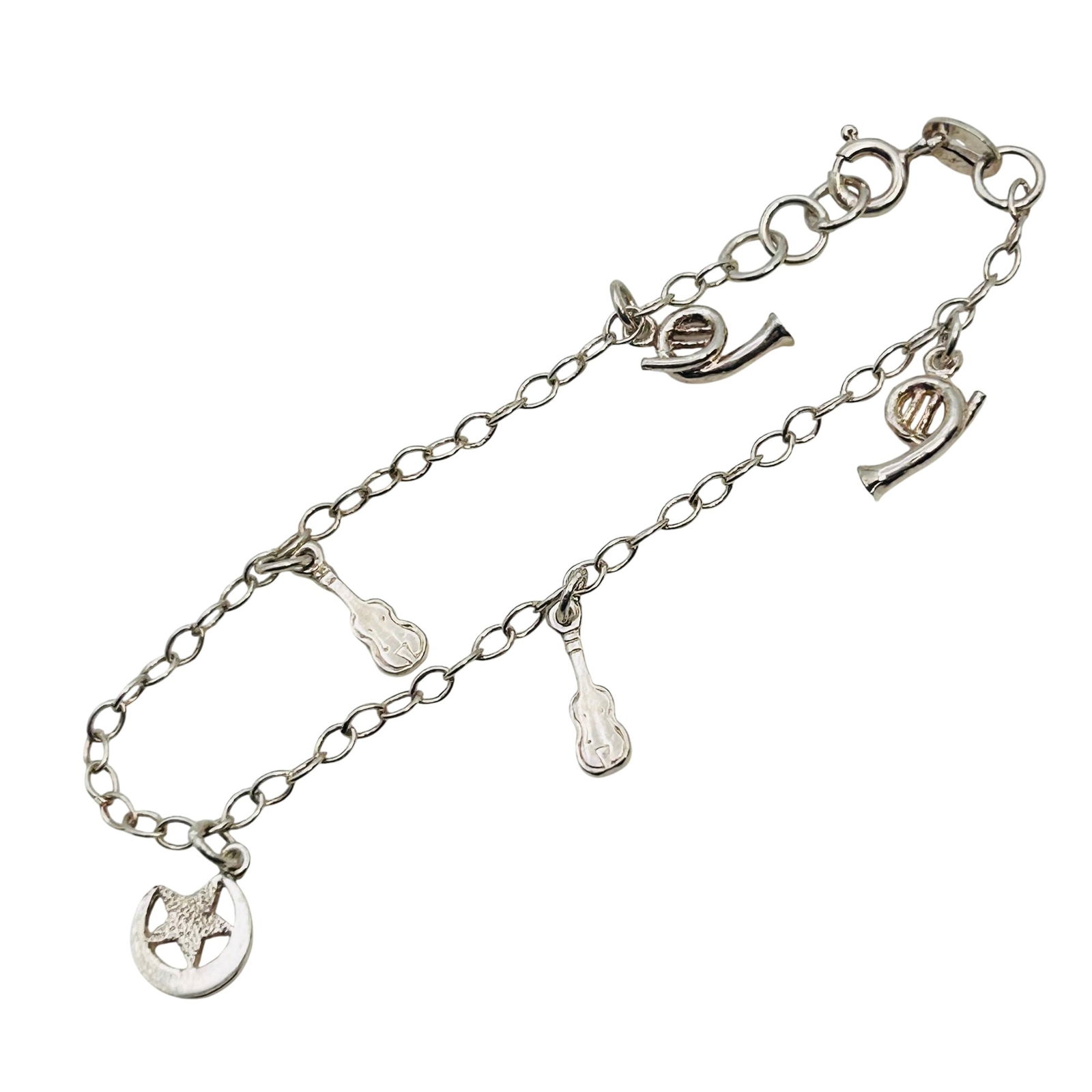 Italy, Sterling Music Charm Pendant Bracelet 2.47 G (1 of 6)