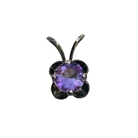 Amethyst Sterling Solitaire Pendant .72 G