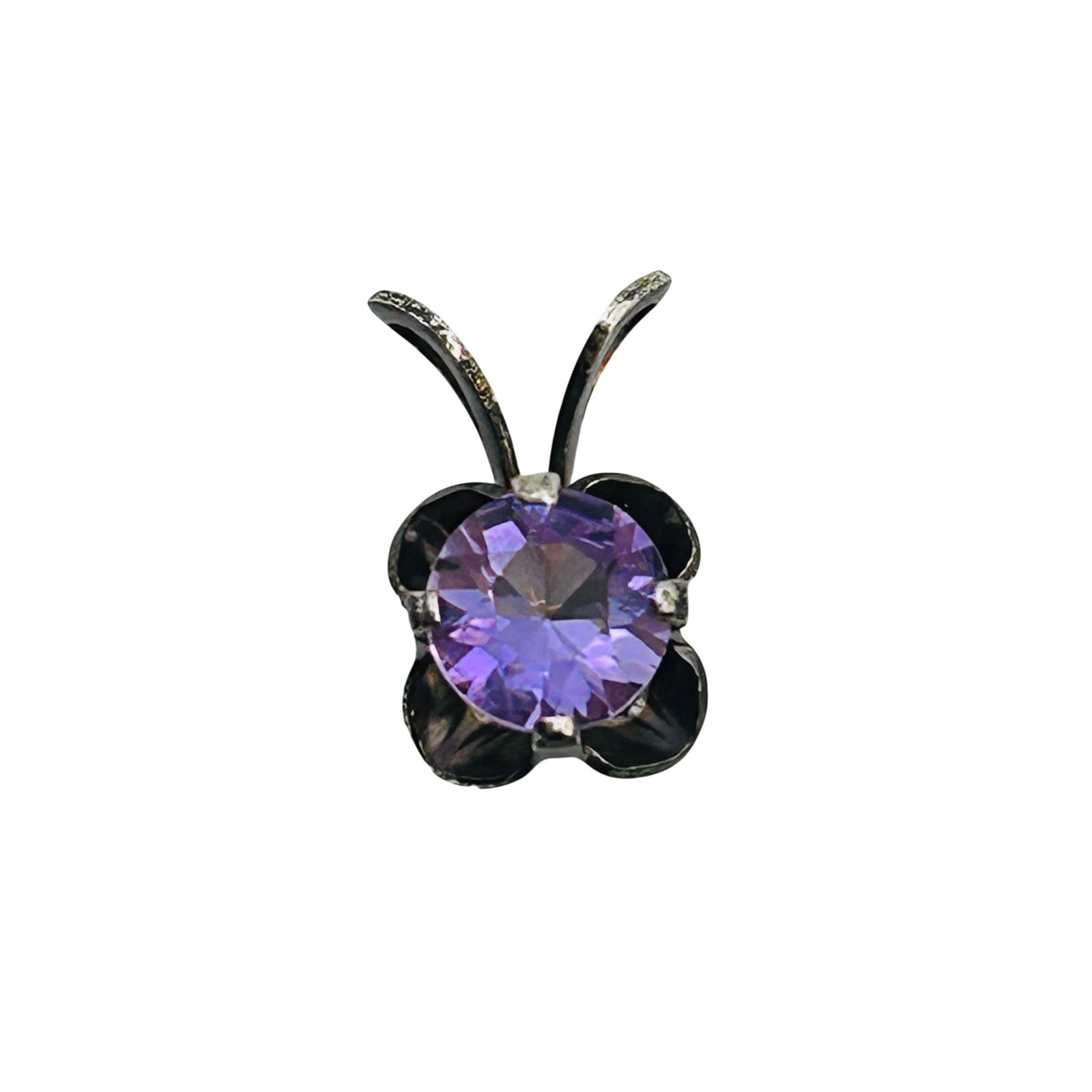 Amethyst Sterling Solitaire Pendant .72 G: Amethyst Sterling Solitaire pendant .72 g
